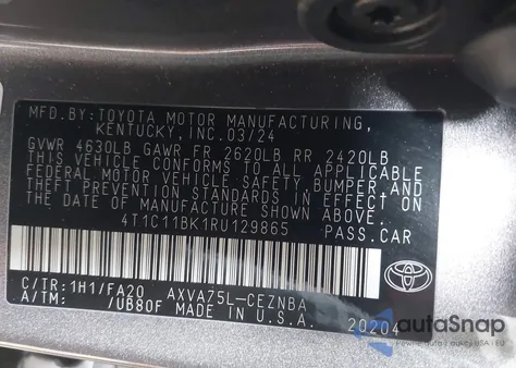 2024 Toyota Camry Le from USA, damaged, VIN 4T1C11BK1RU129865